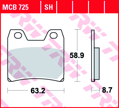 hinten Bremsbel/äge TRW MCB725 f/ür YAMAHA XJR 1300 RP06 02-03